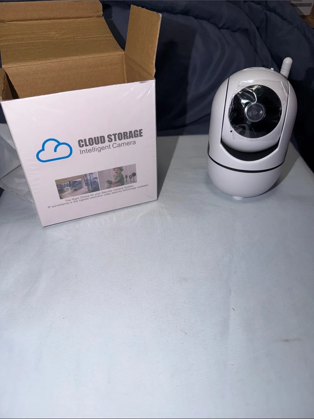 White Indoor Smart Video Camera with Mobile App